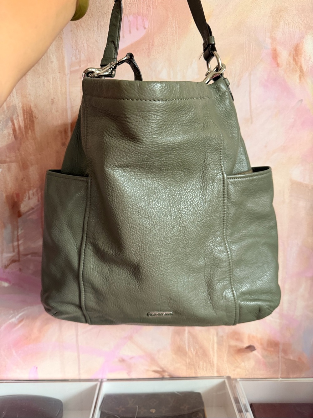 Coach Olive Green Leather Shoulder Bag - Women Bags
